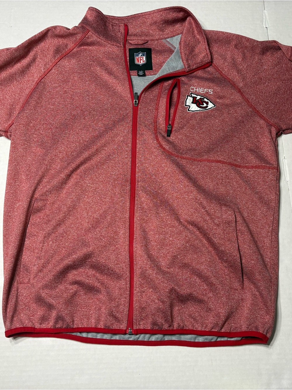 NFL Kansas City Chiefs Heathered Red Zip-Front Shirt Jacket